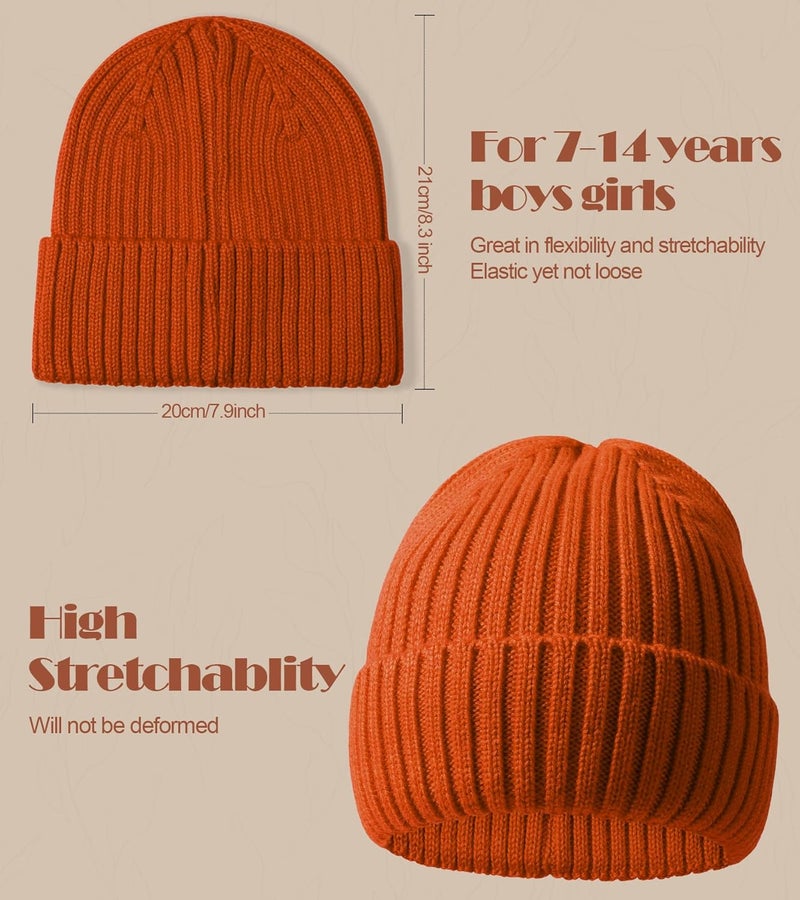 KDVOG Store Kids Merino Wool Beanie Hat,Unisex Children Warm Winter Cuffed Ski Caps Classic Knitted Skull Caps for Boys Girls 7-14Y - Image 5